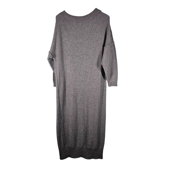 Free People Off Shoulder Sweater Dress Gray Med Cozy Quiet Luxury Dark Academia - Picture 4 of 15